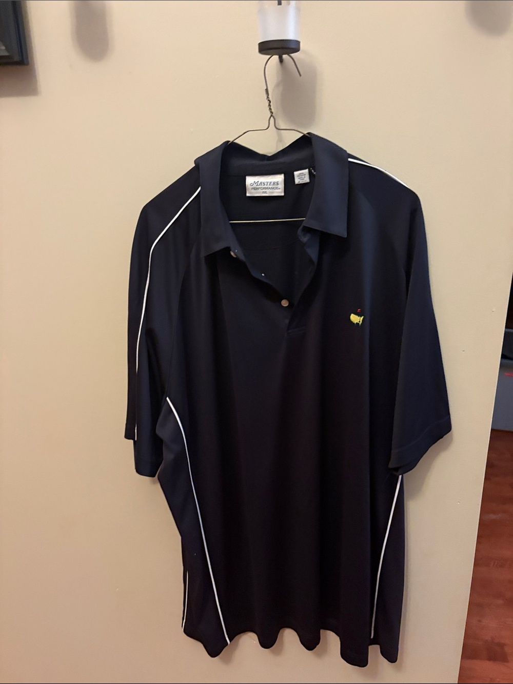 Masters Navy Polo with White Piping and Yellow Logo
